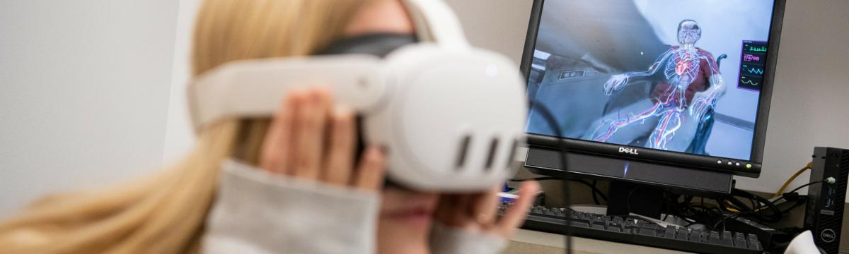 Student using VR headset