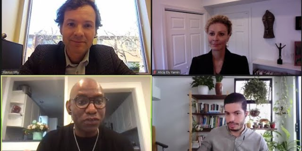 A Zoom meeting with four people