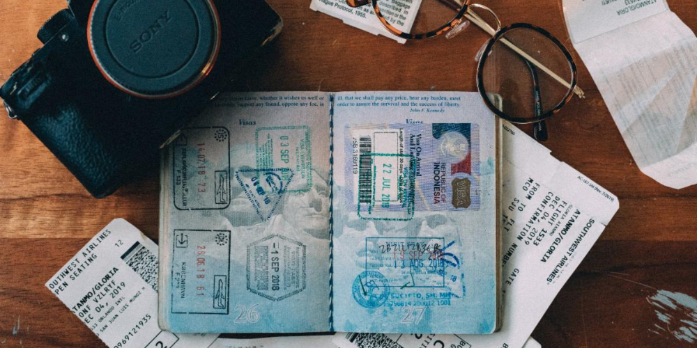 Passports sit on a table