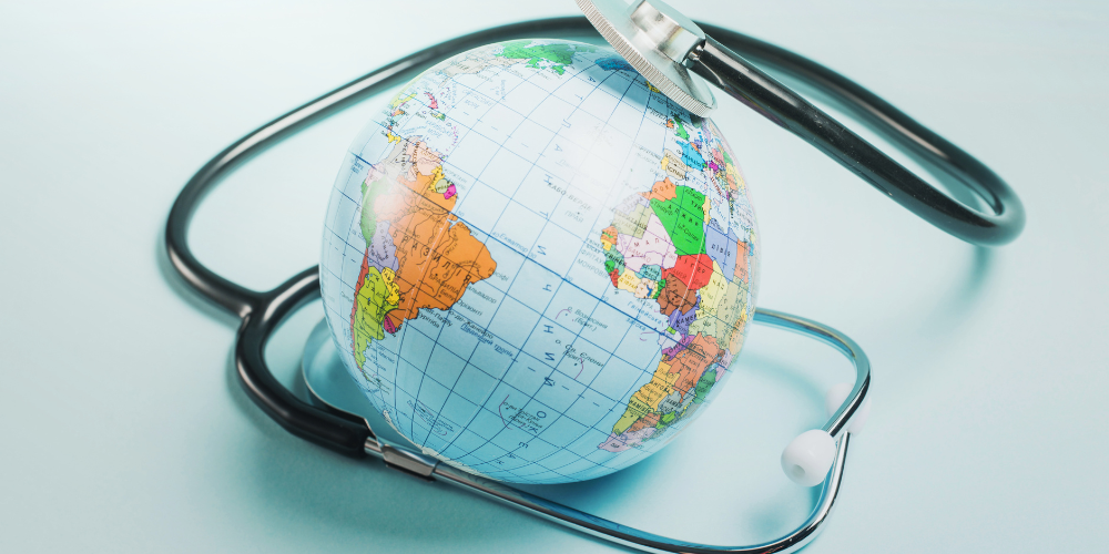A globe sitting on a stethoscope