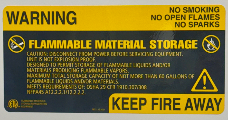 Image showing a Flammable Material Storage label