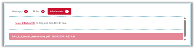 Screen shot of the Attachments section of a Help Desk ticket in the SysAid Self-Service Portal