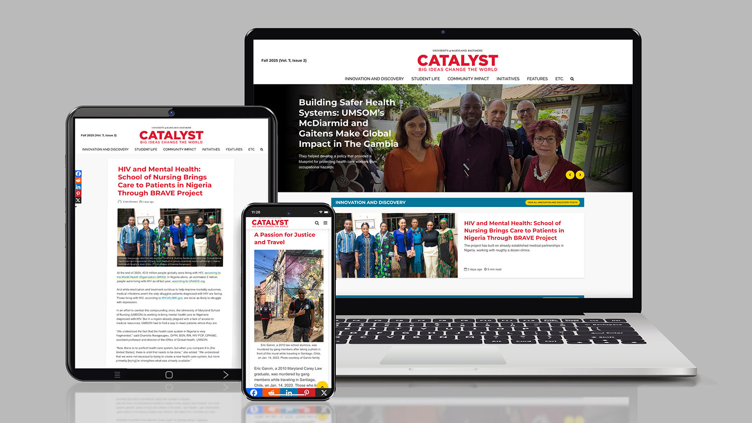 Catalyst magazine shown on three different devices