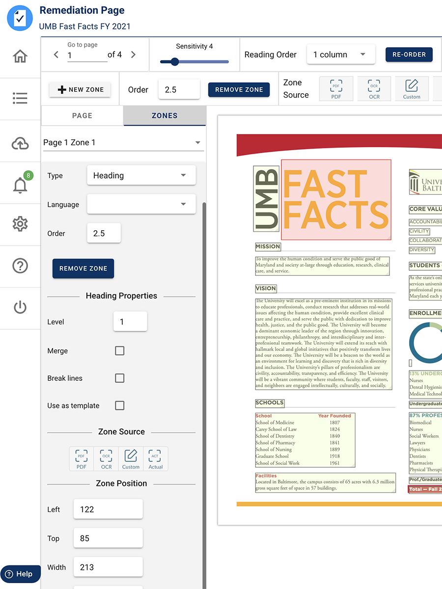 A screenshot of a PDF being remediated in Equidox