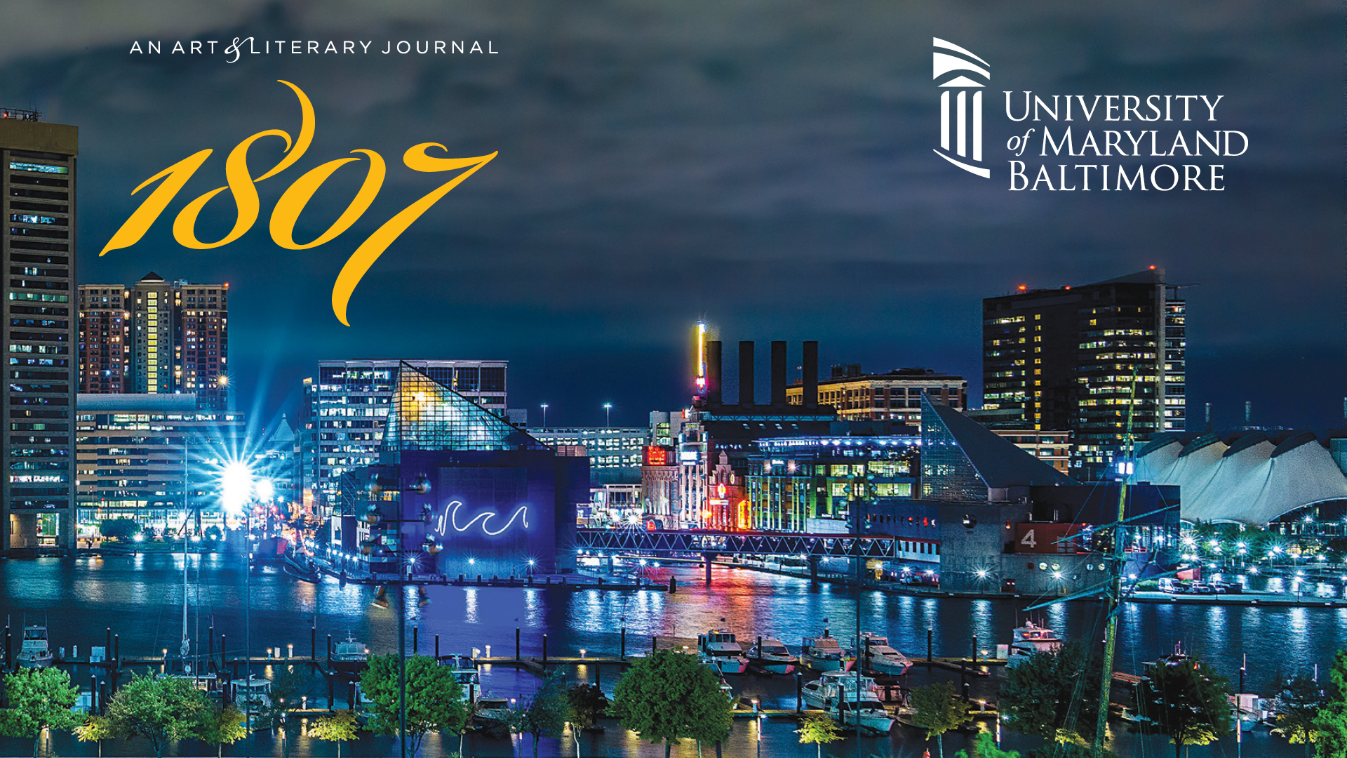 Photograph of a rainy Baltimore skyline