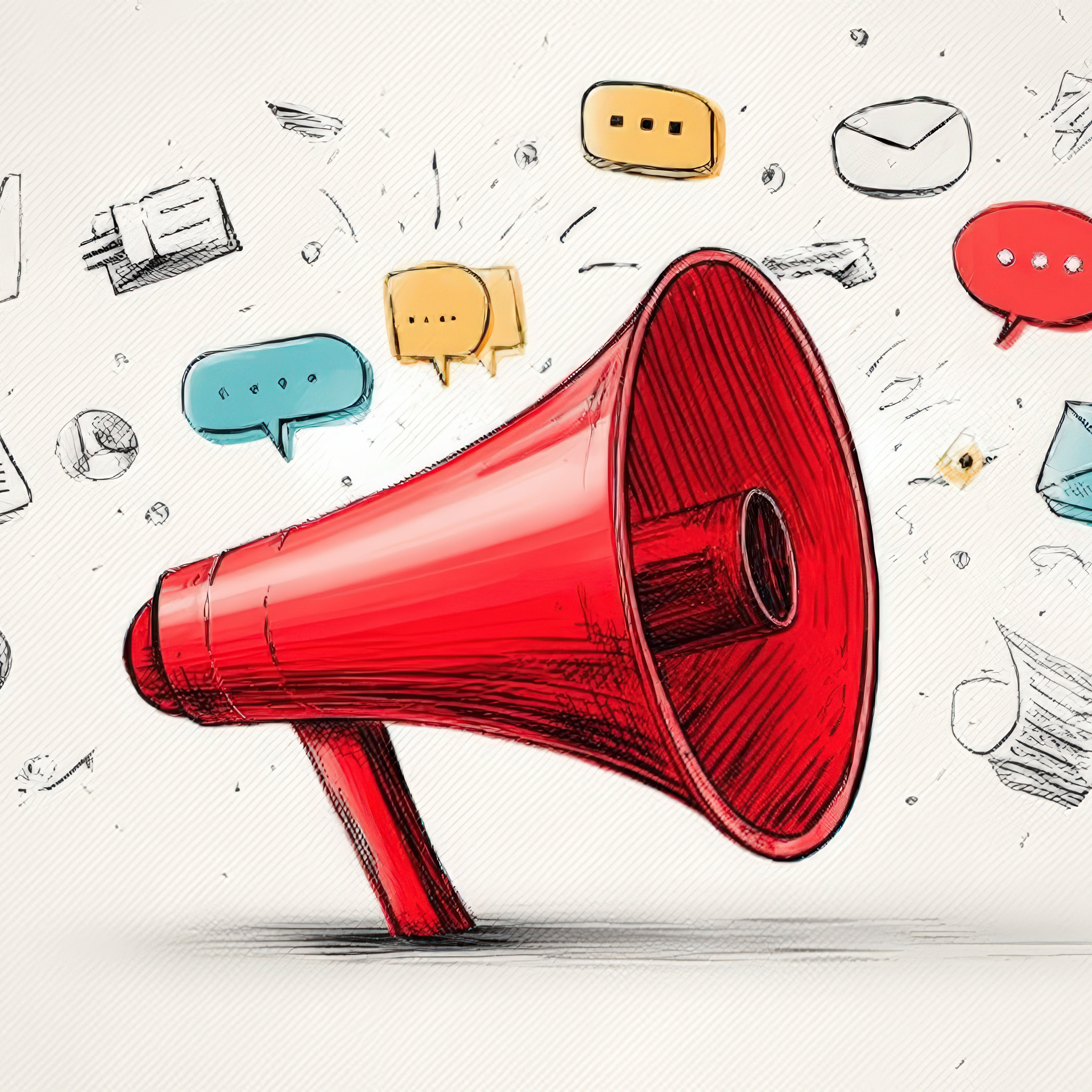 Megaphone with icons