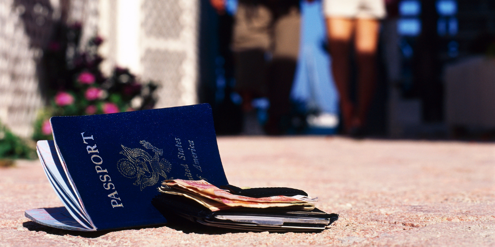 A dropped passport on the ground