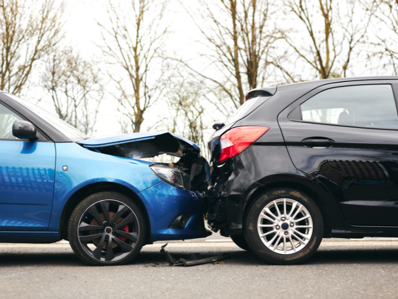 A car rear ended a second car