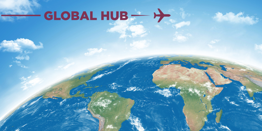 A globe with the Global Hub logo