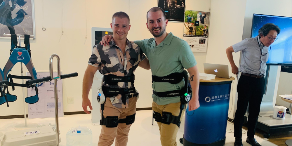 Two students pose together in Japan