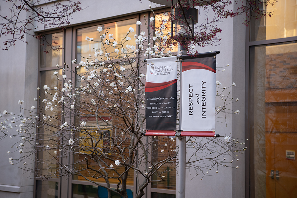 A banner that reads one of the core values: Respect and Integrity