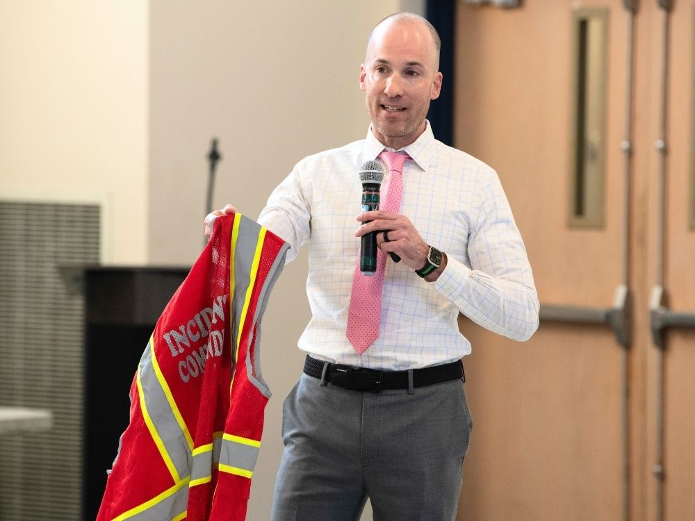 Eric Oddo, CHHS continuity program director, conducts a tabletop exercise for the Housing Authority of Baltimore City.
