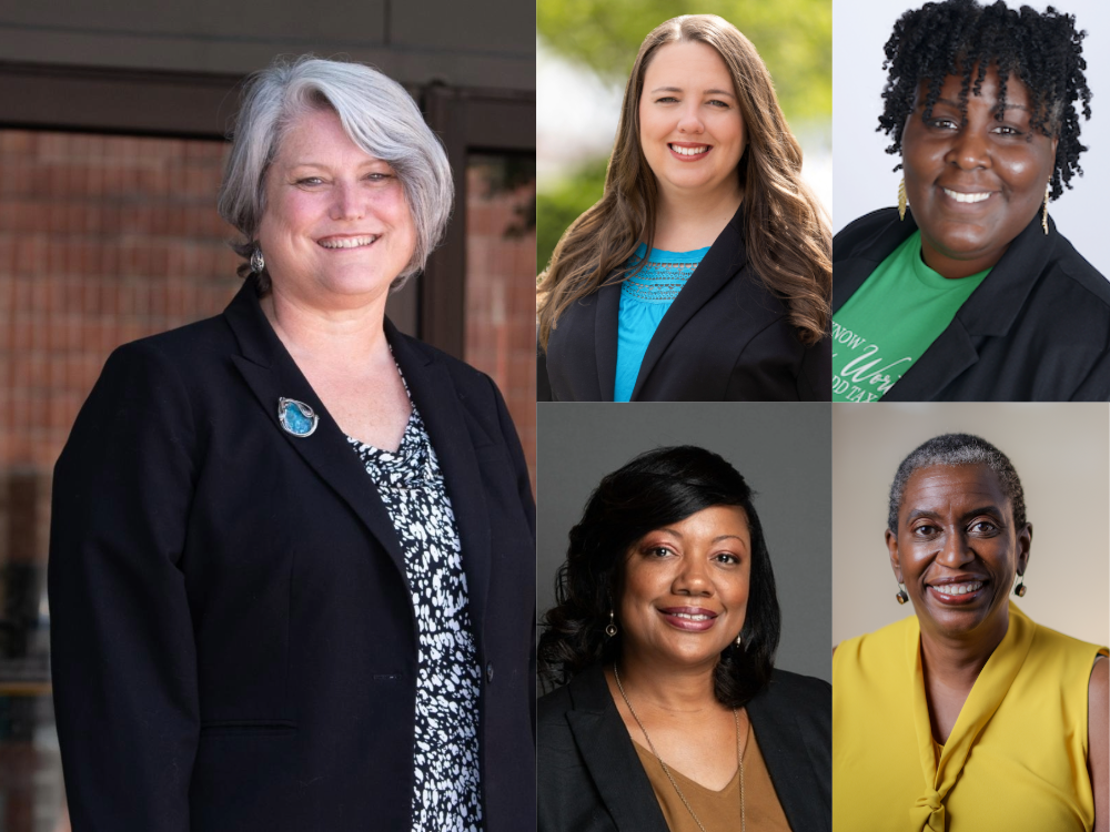 Clockwise from left, Dean Judy Postmus, Lauren Schuyler, Seante Hatcher, Stacey Stephens, Kaya Swann