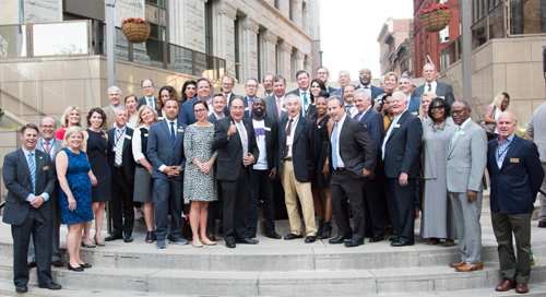 UMB President Jay Perman and Baltimore Mayor Catherine Pugh at the 2018 State of Downtown Baltimore breakfast.