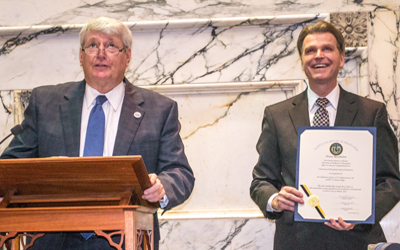 House of Delegates Speaker Michael E. Busch with School of Dentistry Dean Mark Reynolds