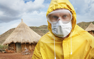 Ebola worker in Africa in protective suit