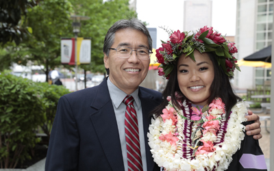 Courtney Miyamoto, DDS '18 and her dad, Michael Miyamoto, DDS '87.