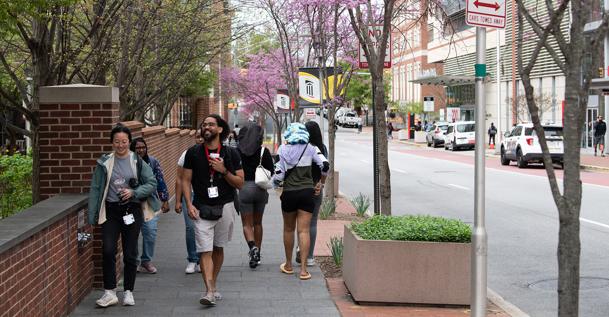 Students Walking on a sidewalk