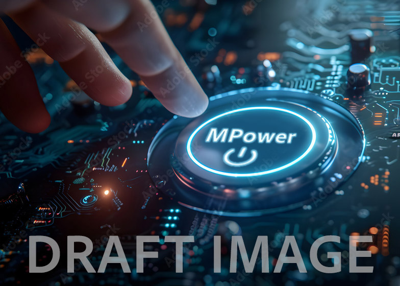 stylized power button with many electronic lights