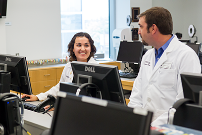 Students at a pharmacy desk